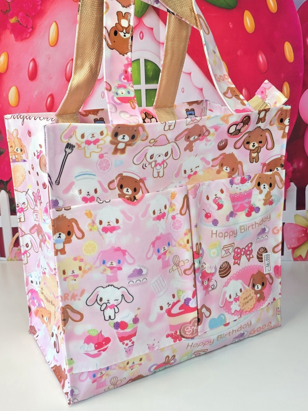 PVC Kawaii Sugarbunnies Print Birthday SMALL Tote Bag